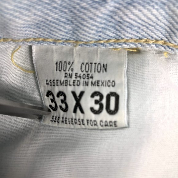 VTG 90s Bugle Boy Jeans Men's 32 x 29* Light Blue Thrashed Stained Denim Cotton - Picture 11 of 16